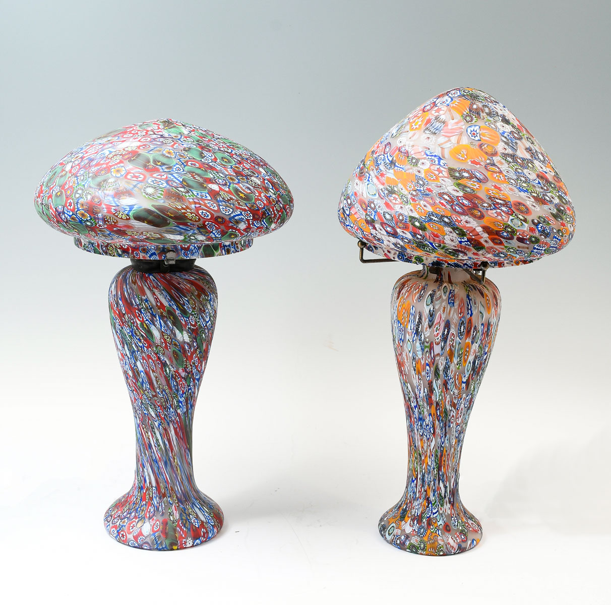 2 PC. MILLEFIORI ART GLASS MUSHROOM