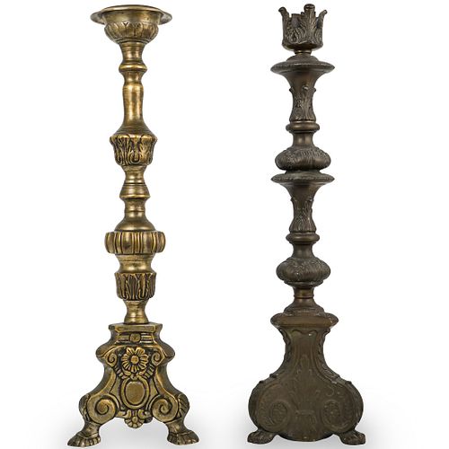 (2 PC) MIXED METAL FOOTED CANDLE