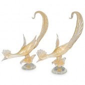 (2 PC) MURANO ART GLASS PHEASA