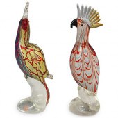 (2 PC) MURANO ART GLASS COCKAT