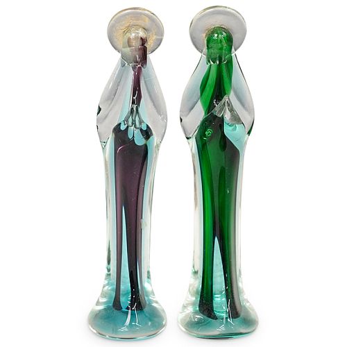 (2 PC) MURANO ART GLASS MADONNA