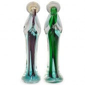 (2 PC) MURANO ART GLASS MADONN