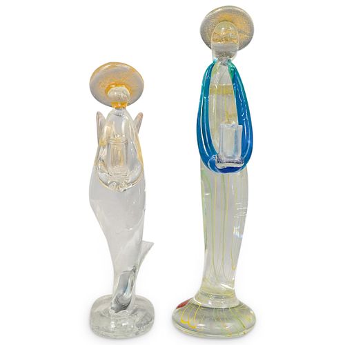 (2 PC) MURANO ART GLASS WINGED
