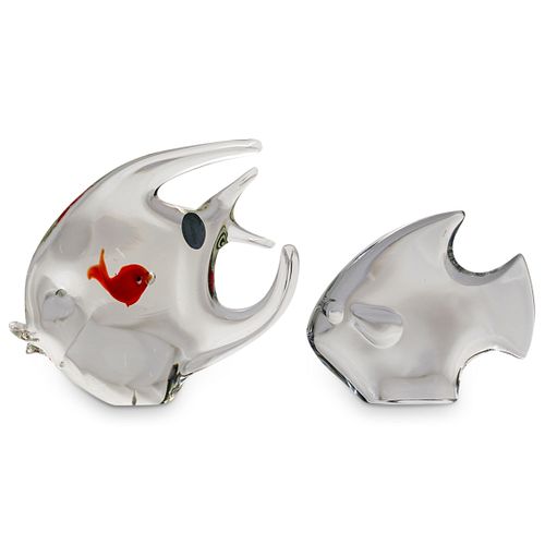 (2 PC) MURANO ART GLASS FISH