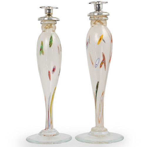 (2 PC) MURANO GLASS CANDLE