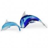 (2 PC) MURANO GLASS DOLPHINSDE