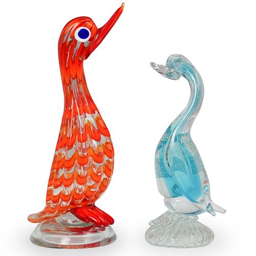 (2 PC) MURANO GLASS DUCK