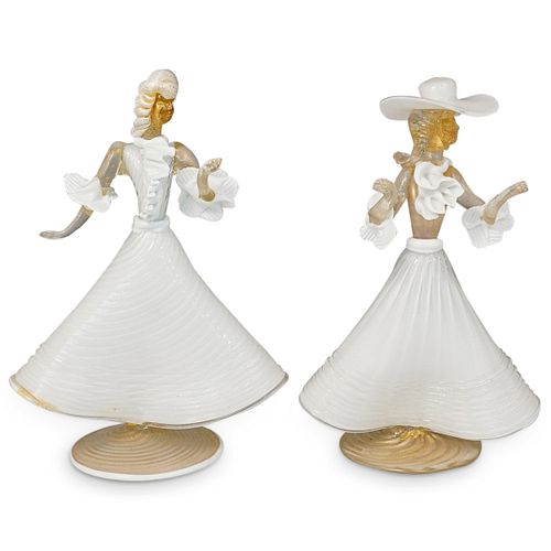 (2 PC) MURANO GLASS VENETIAN FEMALE