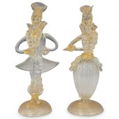 (2 PC) MURANO GLASS WHITE & GO