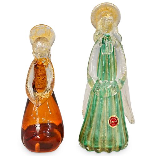 (2 PC) MURANO GLASS WINGED
