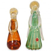 (2 PC) MURANO GLASS WINGED ANG