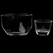 (2 PC) ORREFORS ETCHED CRYSTAL