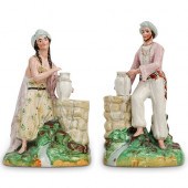 (2 PC) PAIR OF ANTIQUE STAFFOR