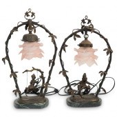 (2 PC) PAIR OF ART NOUVEAU LAM