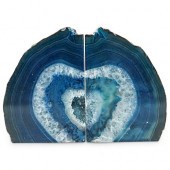 (2 PC) PAIR OF BLUE AGATE GEOD