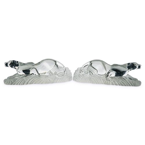 (2 PC) PAIR OF GLASS JAGUAR