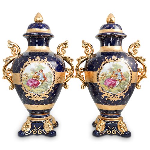 (2 PC) PAIR OF LARGE LIMOGES