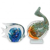 (2 PC) PAIR OF MURANO FISH FIG
