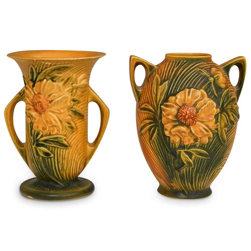 (2 PC) PAIR OF ROSEVILLE PEONY
