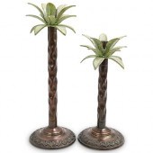 (2 PC) PALM TREE CANDLE HOLDER