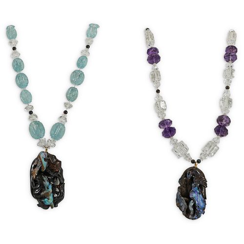 (2 PC) PAULETTE 14K, BOULDER OPAL