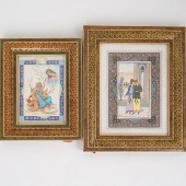 (2 PC) PERSIAN PAINTINGS ON BO