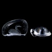 (2 PC) SIGNED CRYSTAL PAPERWEI