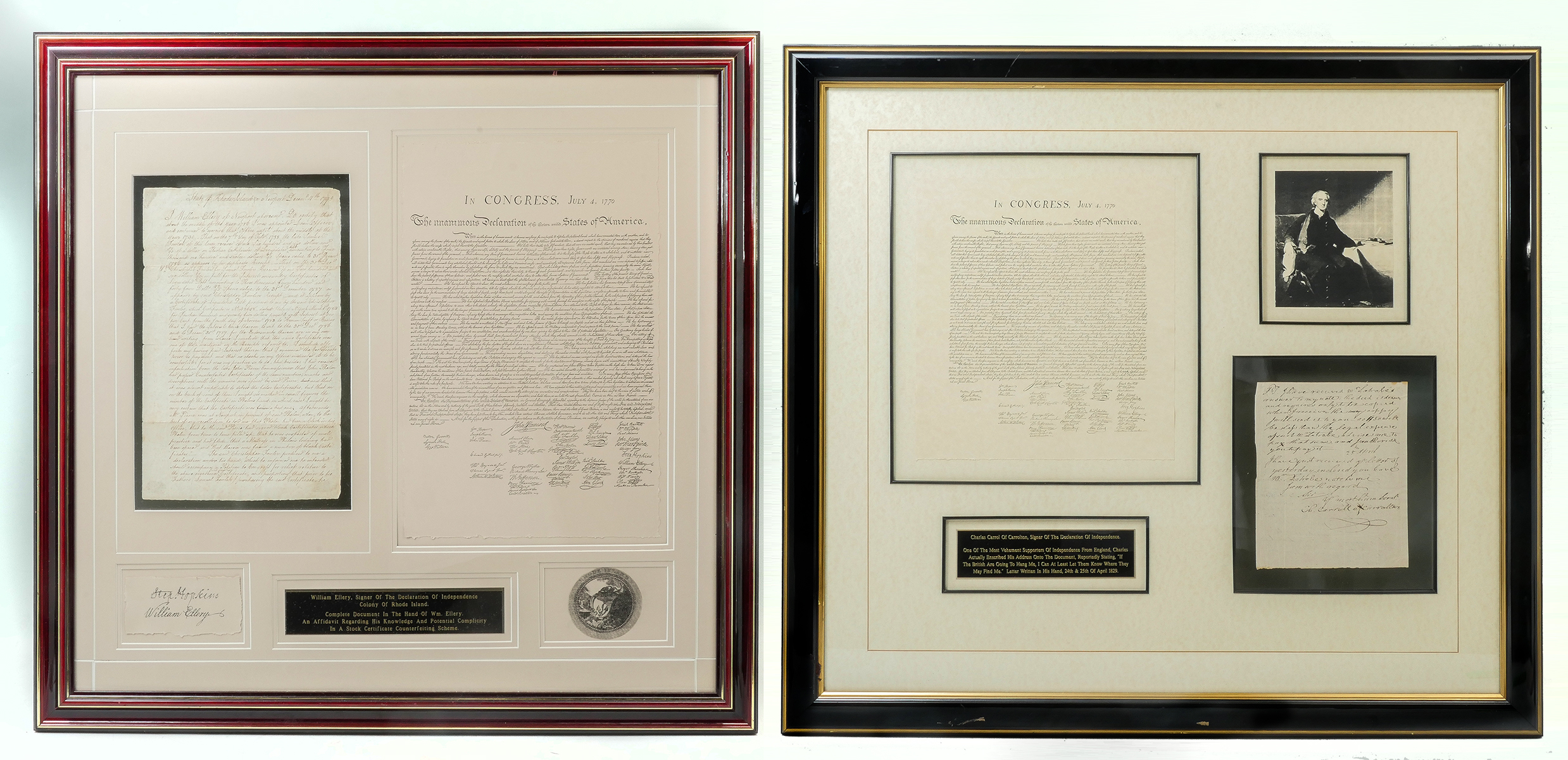 2 PC. SIGNED HISTORICAL FRAMED