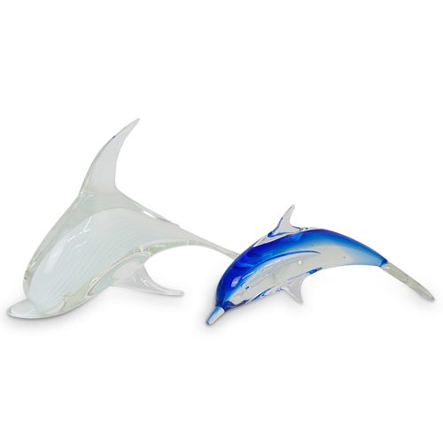 (2 PC) SIGNED MURANO GLASS