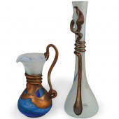 (2 PC) SIGNED ROMANIAN ART GLA
