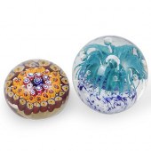 (2 PC) SIGNED VINTAGE GLASS PA