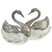 (2 PC) SILVER & CRYSTAL "SWANS