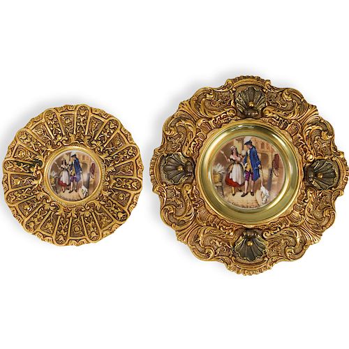 (2 PC) SPANISH PORCELAIN AND GILT