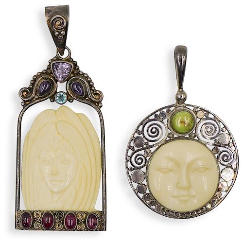 (2 PC) STERLING AND BONE