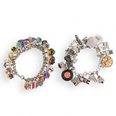 (2 PC) STERLING AND ENAMEL CHA