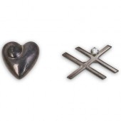 (2 PC) STERLING SILVER BROOCHE