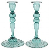 (2 PC) STEUBEN ANTIQUE GREEN C