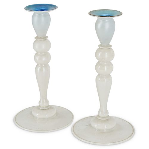 (2 PC) STEUBEN BLUE AURENE AND