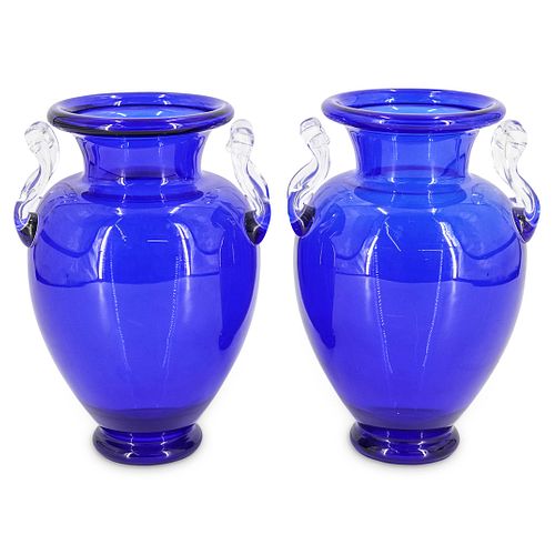(2 PC) STEUBEN COBALT BLUE
