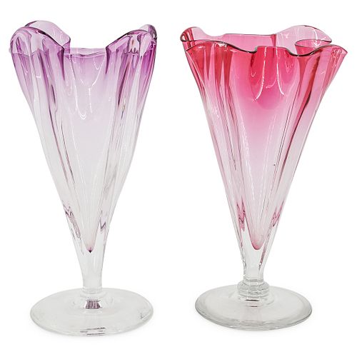 (2 PC) STEUBEN GROTESQUE VASES WITH