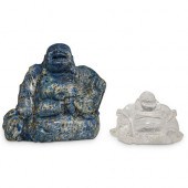 (2 PC) STONE CARVED BUDDHA FIG