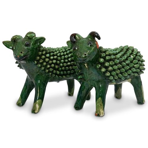 (2 PC) TERRACOTTA GREEN GLAZED