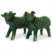 (2 PC) TERRACOTTA GREEN GLAZED