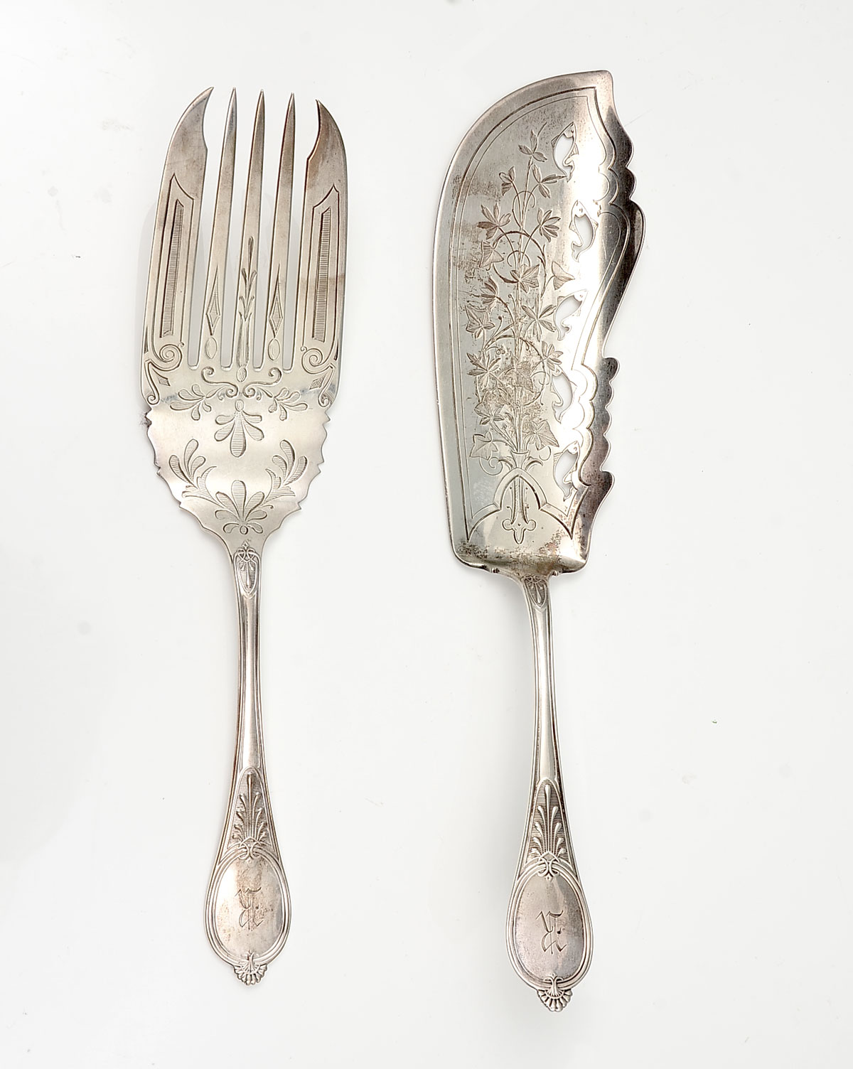 2 PC. TIFFANY STERLING FISH SERVING
