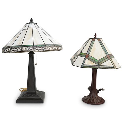 (2 PC) TIFFANY STYLE SLAG GLASS