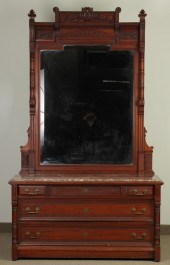 2 Pc. Victorian Carved Mahogan