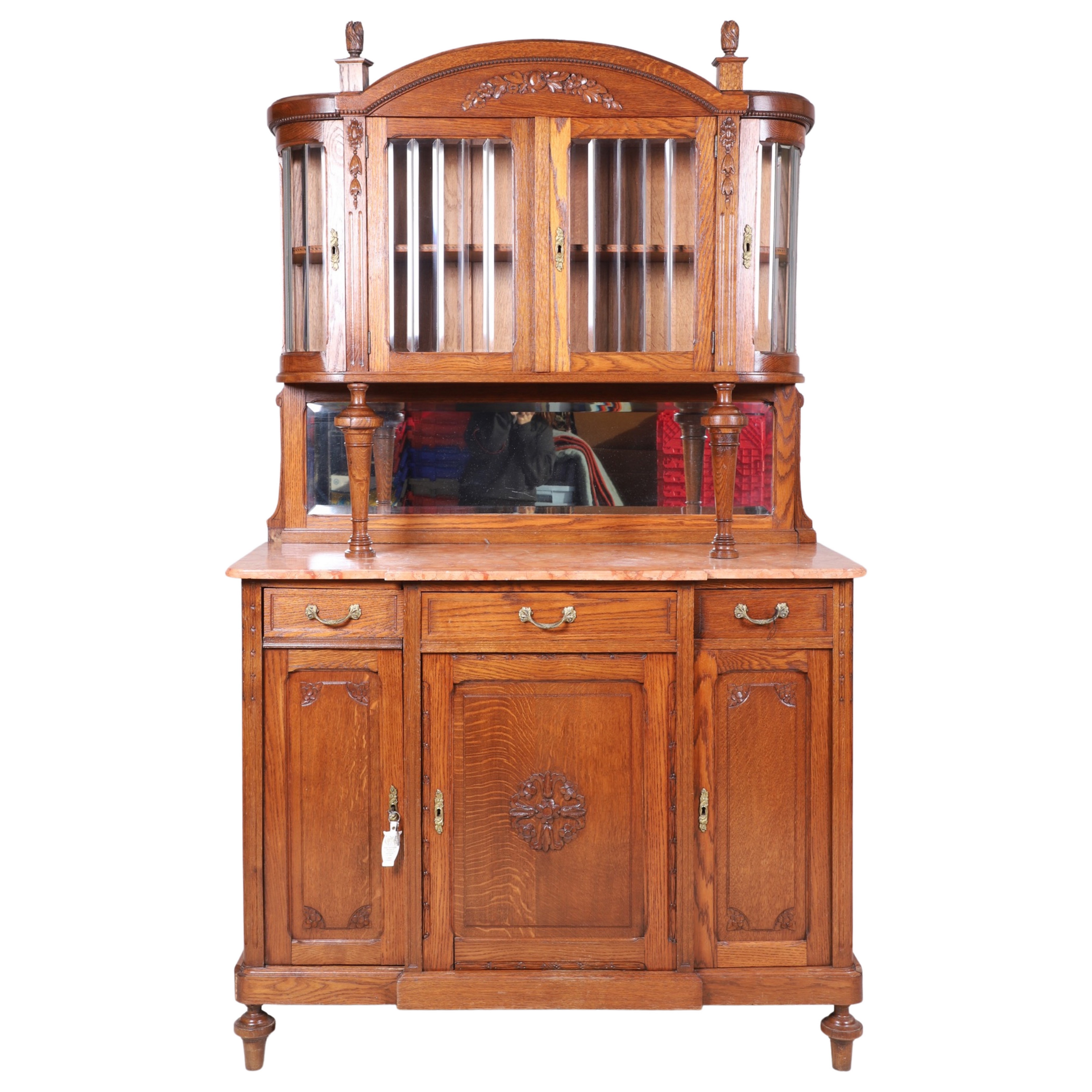 2-pc Victorian carved oak china