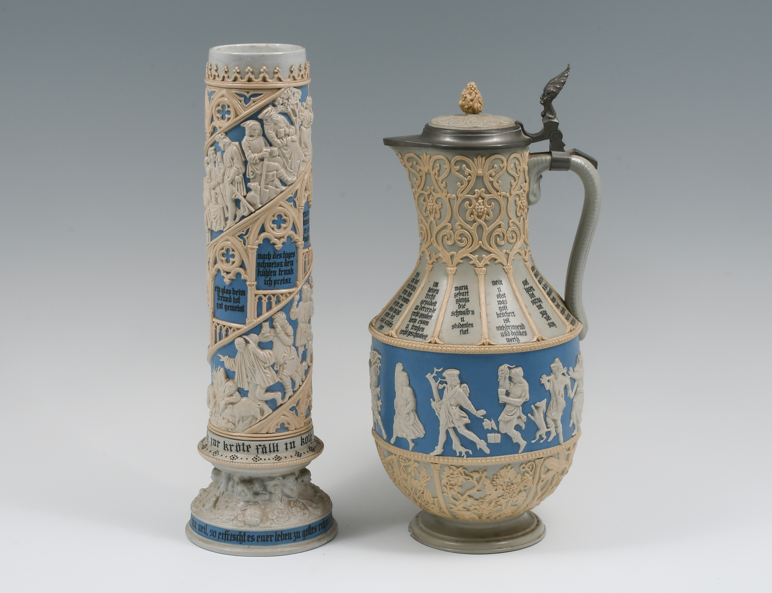 2 PC. VILLEROY & BOCH METTLACH EWER