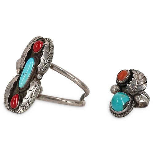(2 PC) VINTAGE NAVAJO STERLING