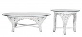 (2) pc Wicker and glass table